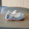 First Walke Shoes for Baby Boy Single Infant Princess Crystal Kids Bowknot Dancing Pearl Shoes (Silver, 10.5 Years) view 4