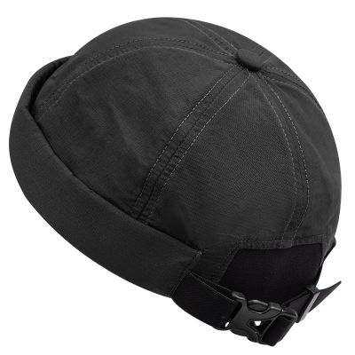 Croogo Black Beanie Quick Drying Brimless Hats Lightweight Daily Beanie Docker Cap Sailor Rolled Cuff Harbour Hat,Black-CT86