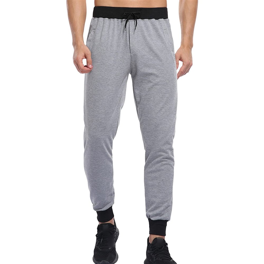JEsilunmaMY Jogger Sweatpants for Men Elastic Waist Loose Lounge Pants with Drawstring Slim Fit Slacks Athletic Track Pants (Grey,Large)