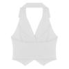 YONGHS Womens Regular Fitted Dressy Waistcoat Sleeveless Halter V-Neck Button Front Crop Blazer Suit Vest White A Large view 4