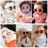 Hycredi Bendable Round Baby Polarized Sunglasses Flexible with Strap for Newborn Infant Toddlers Age 0-24 Months-Pink/Brown view 3