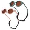 Hycredi Bendable Round Baby Polarized Sunglasses Flexible with Strap for Newborn Infant Toddlers Age 0-24 Months- Pink + Green view 1