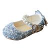 First Walke Shoes for Baby Boy Single Infant Princess Crystal Kids Bowknot Dancing Pearl Shoes (Silver, 3 Years)