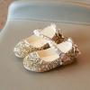 First Walke Shoes for Baby Boy Single Infant Princess Crystal Kids Bowknot Dancing Pearl Shoes Sandal (Gold, 2 Years) view 3