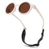 Hycredi Bendable Round Baby Polarized Sunglasses Flexible with Strap for Newborn Infant Toddlers Age 0-24 Months-White/Brown view 1