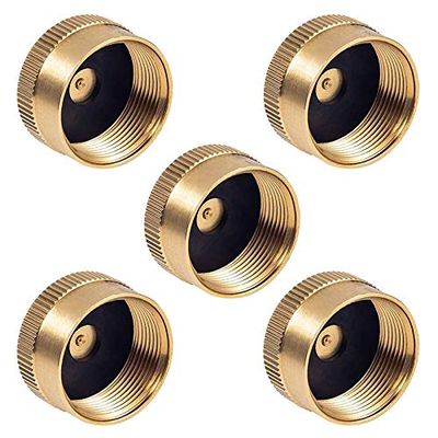 MACIMO 5 Pieces Solid Brass Refill Cap 1 LB Propane Cap Tank Cylinder Sealed Cap Cap for Outdoor Stove