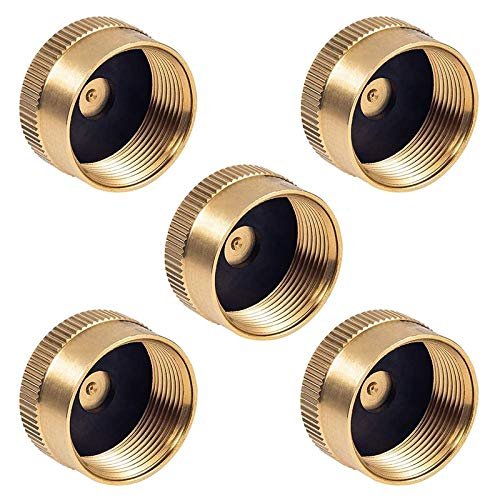 MACIMO 5 Pieces Solid Brass Refill Cap 1 LB Propane Cap Tank Cylinder Sealed Cap Cap for Outdoor Stove