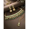 Aheli Traditional Kundan Choker Necklace Jhumki Earring & Maang Tikka Ethnic Bharatanatyam jewellery Set Gift for Women view 2
