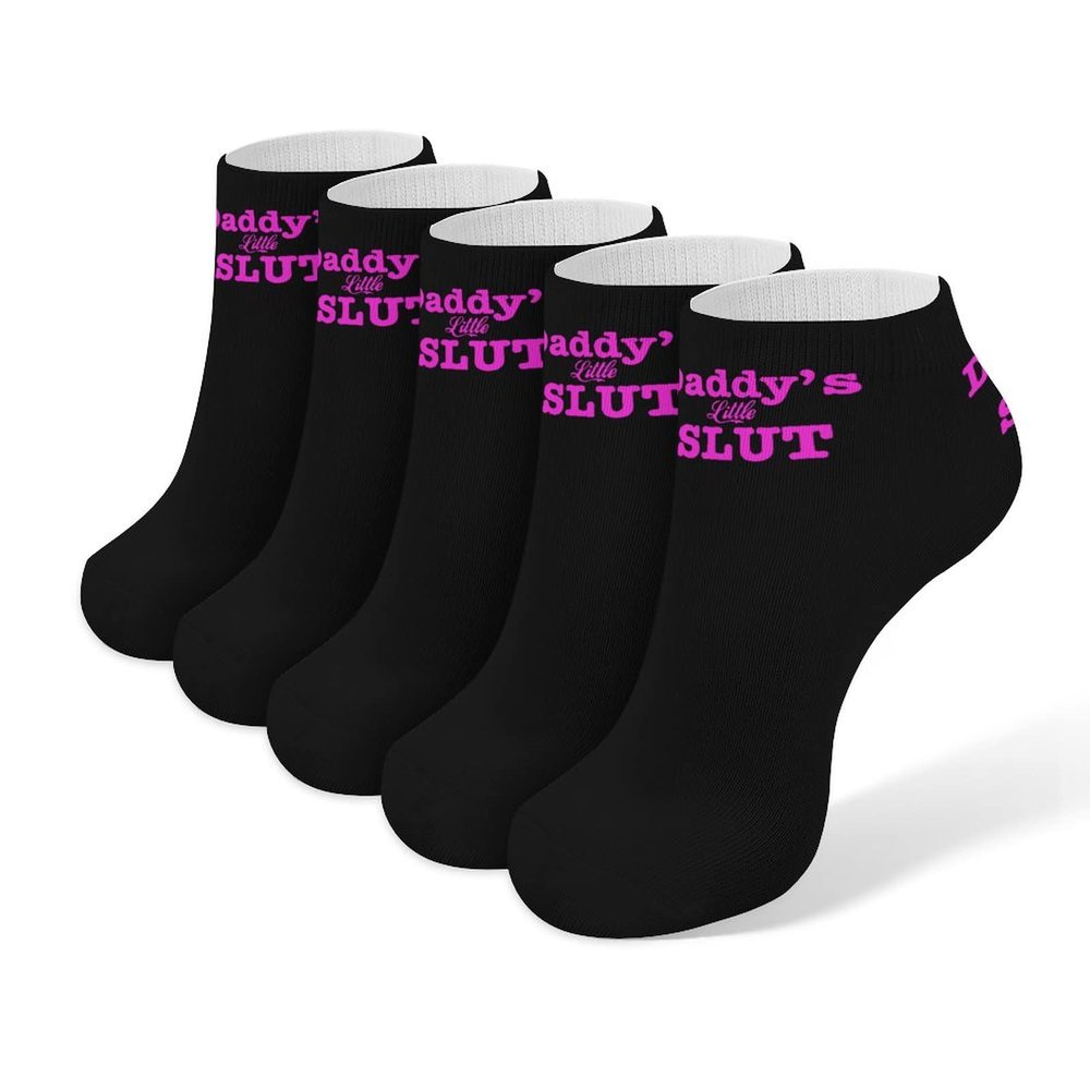 Daddy's Little Slut Ankle Socks Soft No Show Socks Cushion Low Cut Socks 5 Pairs for Men Women
