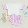 FYBITBO Infant Baby Girl Easter Outfit Bunny Short Sleeve Tops Tshirt and Shorts Summer Easter Matching Clothes Set (Purple Cute As A Bunny, 12-18 Months) view 4