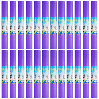 16 Pack 24 Pcs 3 mm Thick Yoga Mat Bulk, Exercise Workout Non Slip Fitness Pad for Women Kids Gym Home Yoga Pilates, Reliable Sturdy Material and Easy to Clean (Purple)