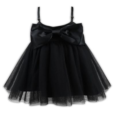 AGQT Toddler Girls Big Bow-Knot Tutu Dress Flower Wedding Sling Dress Formal Birthday Tea Party Dress Black Size 7-8 Years