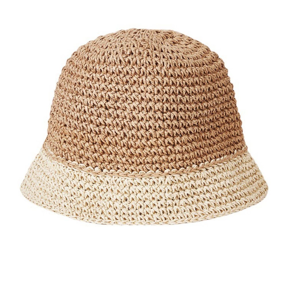 Fashion Women's Patchwork Tassels Straw Hat Sun Shade Empty Top Fisherman Hat Sunscreen Bucket Hat Sun Visor (Khaki, One Size)