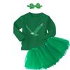 Haase Unlimited Eagle - Philly Sports Long Sleeve Toddler T-Shirt + Tutu Skirt + Bow Headband Set (Long Sleeve Green T-Shirt/Green Tutu, 2T) view 1