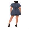 EMERALD SUNDAE Womens Blue Zippered Tie Ruffled Tiered Lined Printed Flutter Sleeve Surplice Neckline Short Evening Fit + Flare Dress 5 view 2