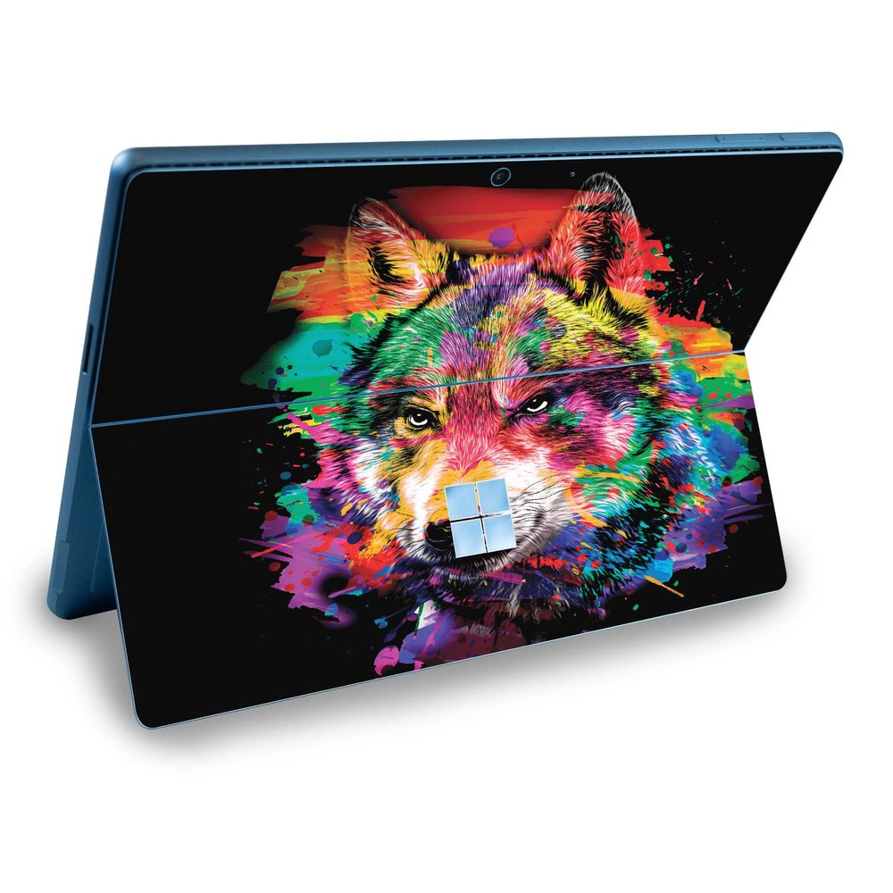 MightySkins Skin Compatible with Microsoft Surface Pro 9 (2022) - Rainbow Wolf | Protective, Durable, and Unique Vinyl Decal wrap Cover | Easy to Apply & Change Styles | Made in The USA