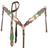 Showman Single Ear Leather Headstall & Breast Collar Set w/Hair-On Cowhide & Cactus view 1
