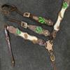Showman Single Ear Leather Headstall & Breast Collar Set w/Hair-On Cowhide & Cactus view 2