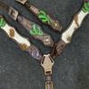 Showman Single Ear Leather Headstall & Breast Collar Set w/Hair-On Cowhide & Cactus view 3