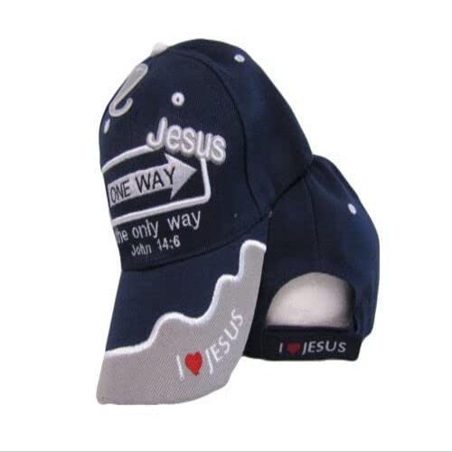 One Way Jesus John 14:6 The Only Way Christian Blue Color Hat Ball Cap