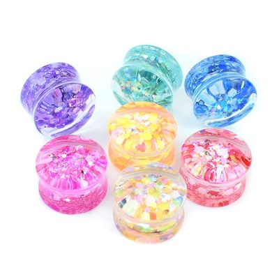 14Pcs/7pairs Colorful Shining Ear Gauges Tunnels Plugs Ear Expander Stretching Body Piercing Jewelry 22mm