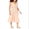 Moon River Women's Ruffle Cutout Shirred Tiered MIDI Dress, Peach, S view 1
