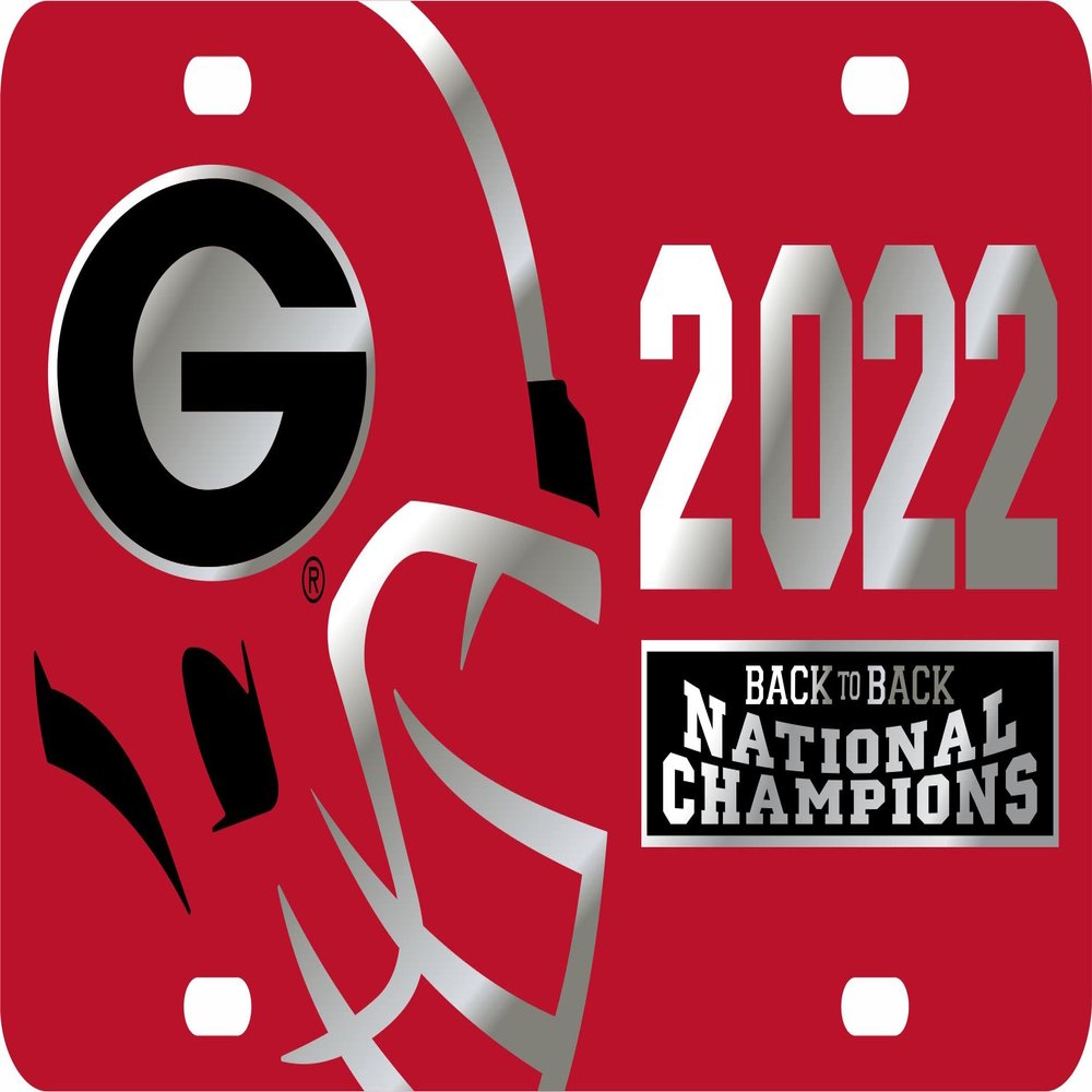 2022 - 2023 National Champions Georgia Bulldogs Laser Cut License Plate Car Tag Back to Back Dawgs