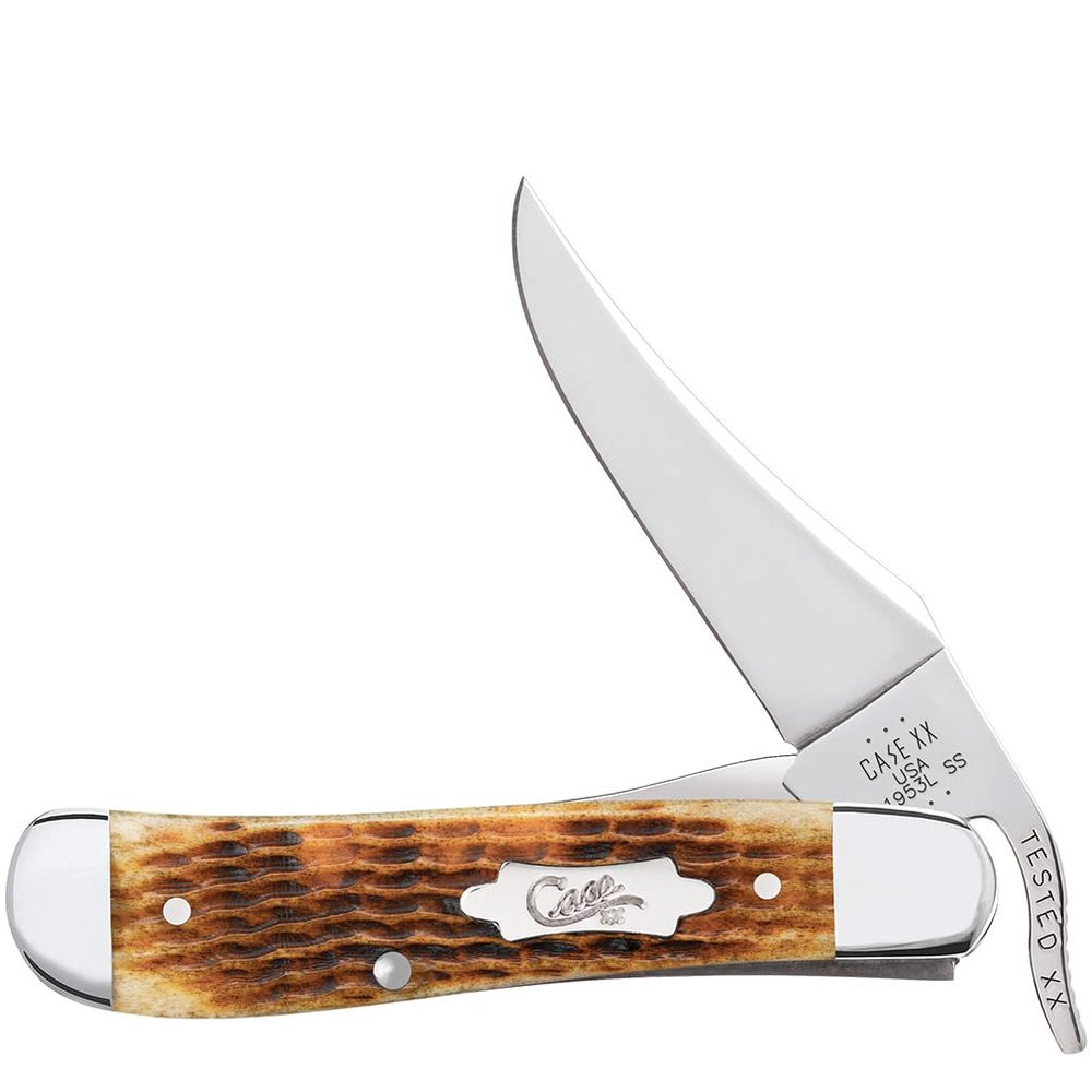 Case XX WR POCKET KNIFE RUSSLOCK - ANTIQUE BONE ROGERS CORN COB JIG, ITEM 52850, LENGTH CLOSED 4 1/8 INCH (61953L SS)