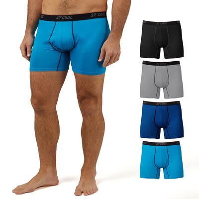32 Degrees Men 4 Pack Cool Active Boxer Brief | Anti-Odor | Quick Drying | 4-Way Stretch, Emotion/Neon/Grey/Black, Medium
