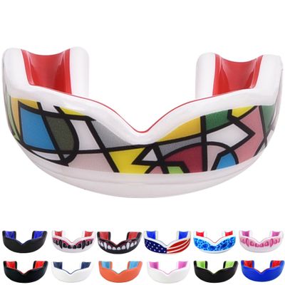 Oral Mart Youth Sports Mouth Guard for Kids (Picasso) - Mouthguard for Football, Boxing, Karate, Martial Arts, Rugby, MMA, Sparring, Hockey (/w Vented Case) (Youth, Strapless)