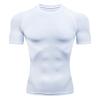 Summer Athletic Tactical Moisture Wicking Compression Tshirt for Men Breathable Gym Fitness Short Sleeves O-Neck Tee Shirt White view 1