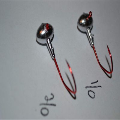 1/4 Football jig Heads 2/0 RED Sickle Hook 25 pk bass Walleye Crappie