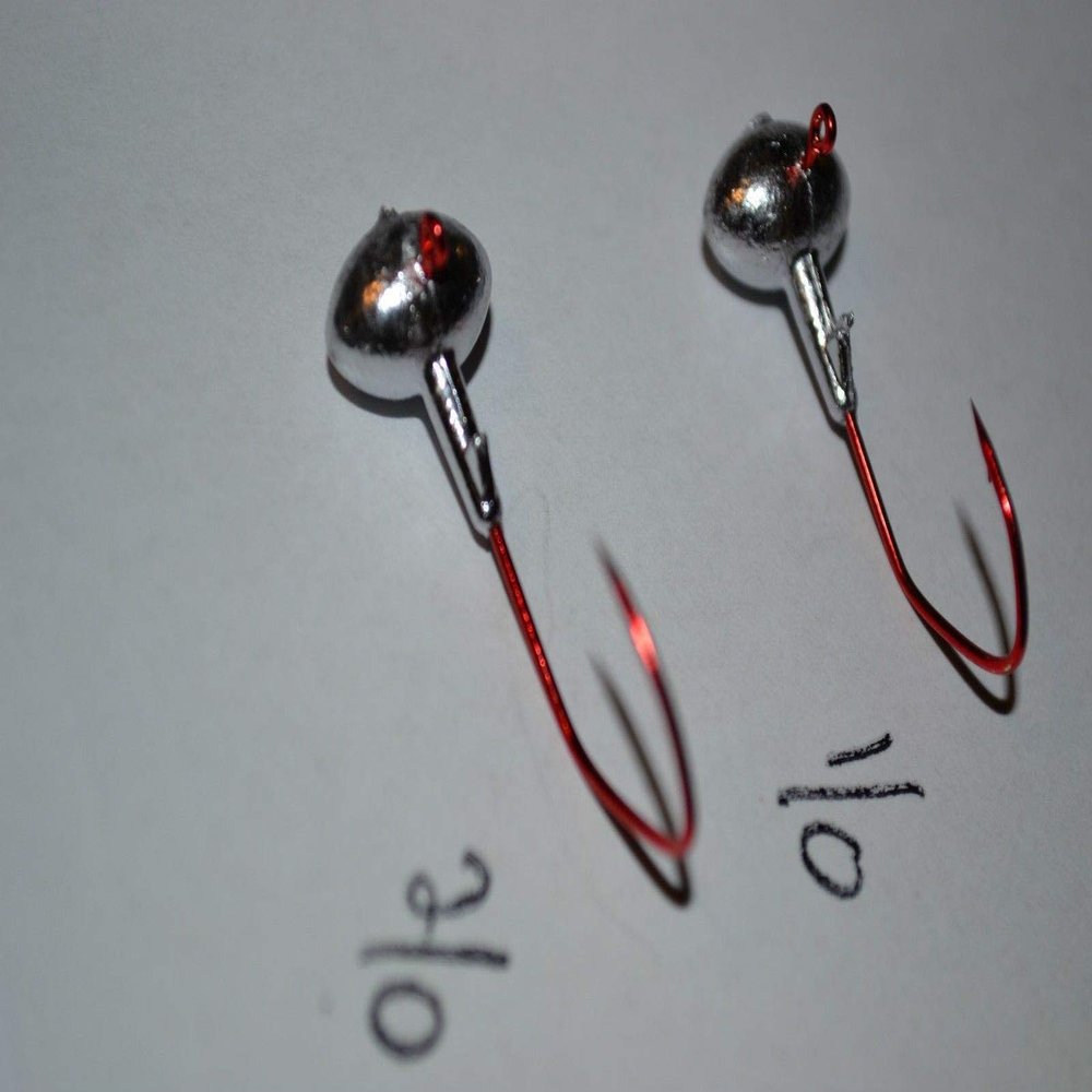 1/4 Football jig Heads 2/0 RED Sickle Hook 25 pk bass Walleye Crappie