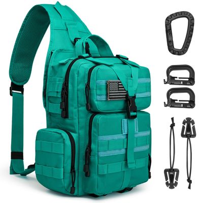 G4Free Tactical EDC Sling Bag Backpack with Adjustable Holster Military Shoulder Backpack for Men Peacock Blue
