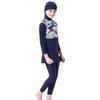 IBTOM Castle Burkni Modest Swimwear for Girls Muslim Swimsuits Long Sleeve Swim Top+Pants +Hijab Bathing Suits Kids Girls Swimming Surfing Rash Guard Outfit Deep Blue 11-12 Years view 2