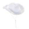 Chloefairy Cowboy Hats for Women,White Pink Cowgirl Hat with Fluffy Feather Trim,Cow Girl Hat Costume Party Play Dress Up (White C) view 1