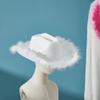 Chloefairy Cowboy Hats for Women,White Pink Cowgirl Hat with Fluffy Feather Trim,Cow Girl Hat Costume Party Play Dress Up (White C) view 2
