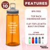DISCOUNT PROMOS Custom Plastic Sports Bottles with Spill Proof Lids 22 oz. Set of 10, Personalized Bulk Pack - Reusable, With Straw, Perfect for Gym, Outdoor Sports, Home, Office - Orange view 2