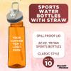DISCOUNT PROMOS Custom Plastic Sports Bottles with Spill Proof Lids 22 oz. Set of 10, Personalized Bulk Pack - Reusable, With Straw, Perfect for Gym, Outdoor Sports, Home, Office - Orange view 3