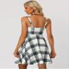 Allegra K Christmas Plaid Dress for Women's Gothic Vintage Lace-Up Dresses Small White view 3