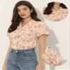 Allegra K Floral Shirt for Women's Notched Lapel 2023 Summer Casual Button Up Tops X-Small Pink view 2