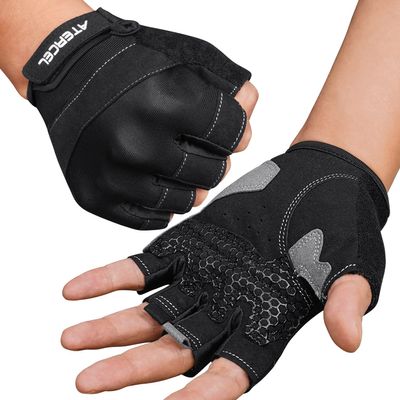 ATERCEL Workout Gloves for Women and Men - Excellent Palm Protection With Anti-Slip Silicone, Breathable Weight Lifting Gloves for Powerlifting, Exercise, and Cycling (Black, S)