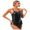 Shinsto Women's Paillette Tassel Latin Dance Gymnastics Leotard Costume Modern Tap Fringed Skirt Black Medium view 4