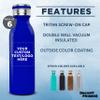 DISCOUNT PROMOS Custom Stainless Steel Water Bottles by Echo 20 oz. Set of 6, Personalized Bulk Pack - Double Wall, Perfect for Coffee, Soda, Other Hot & Cold Beverages - Blue view 2