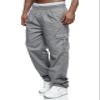 Men's Cargo Pants Relaxed Fit Sport Pants Jogger Sweatpants Drawstring Outdoor Trousers with Pockets LightGray XL view 1