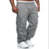 Men's Cargo Pants Relaxed Fit Sport Pants Jogger Sweatpants Drawstring Outdoor Trousers with Pockets LightGray XL view 2