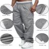 Men's Cargo Pants Relaxed Fit Sport Pants Jogger Sweatpants Drawstring Outdoor Trousers with Pockets LightGray XL view 3