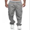 Men's Cargo Pants Relaxed Fit Sport Pants Jogger Sweatpants Drawstring Outdoor Trousers with Pockets LightGray XL view 4