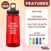 DISCOUNT PROMOS Custom Plastic Sports Bottles with Spill Proof Lids 22 oz. Set of 100, Personalized Bulk Pack - Reusable, With Straw, Perfect for Gym, Outdoor Sports, Home, Office - Red view 2