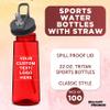 DISCOUNT PROMOS Custom Plastic Sports Bottles with Spill Proof Lids 22 oz. Set of 100, Personalized Bulk Pack - Reusable, With Straw, Perfect for Gym, Outdoor Sports, Home, Office - Red view 3